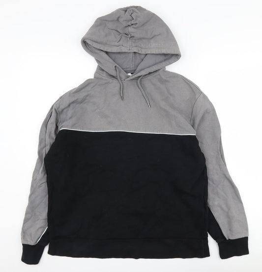 Topman Mens Hoodie Black Grey Size M Pullover
