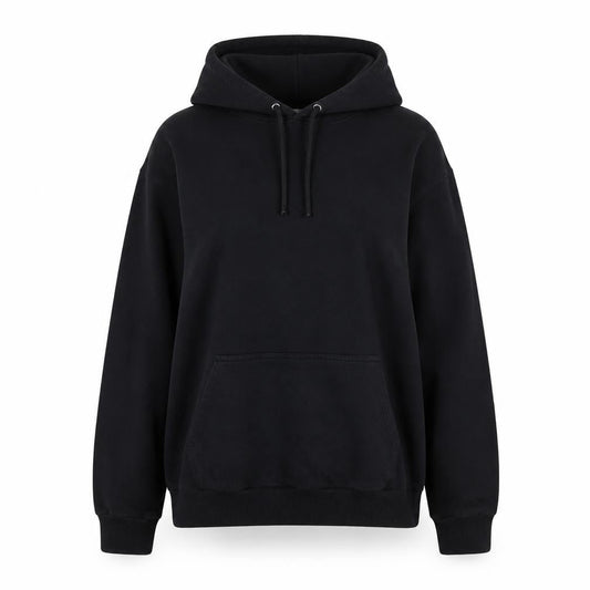 Front view of ASOS Women's Black Cotton Pullover Hoodie, size 4