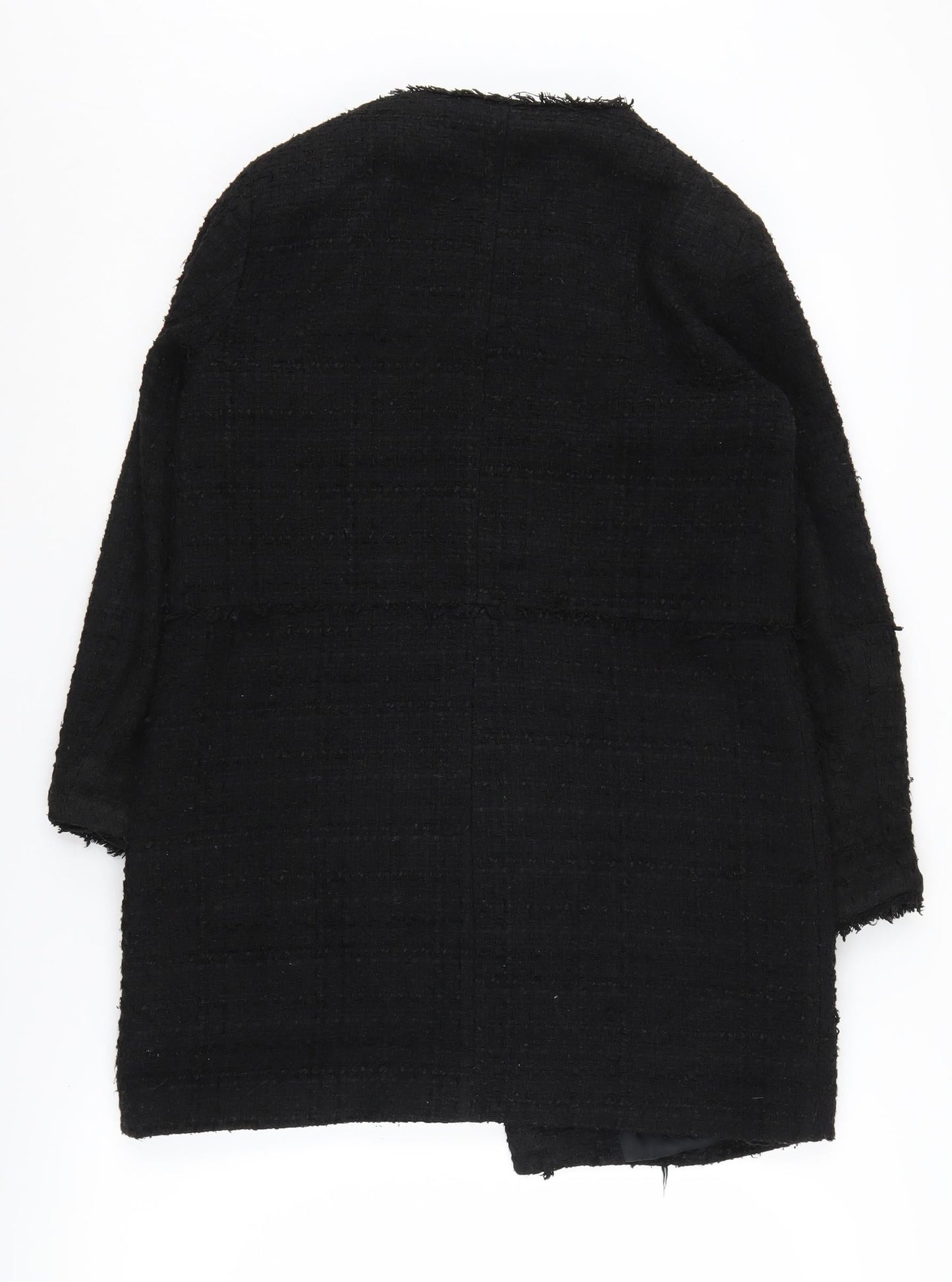 Zara Women's Black Tweed Coat, Size 12, Casual Zip