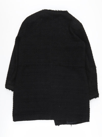Zara Women's Black Tweed Coat, Size 12, Casual Zip