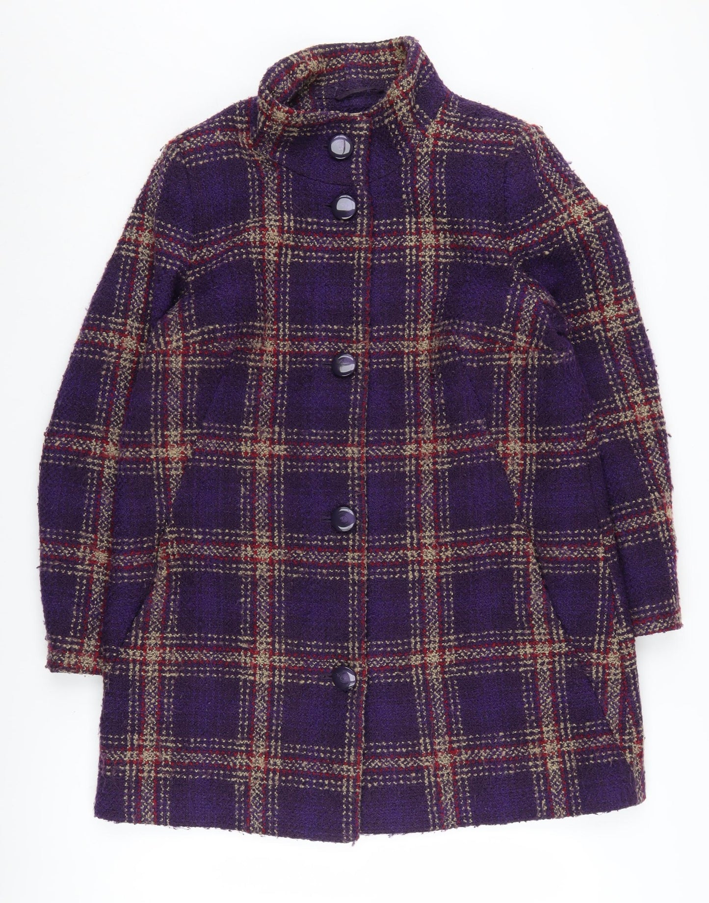 Marks & Spencer Women’s Purple Check Overcoat Size 14