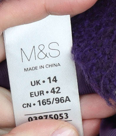 Marks & Spencer Women’s Purple Check Overcoat Size 14