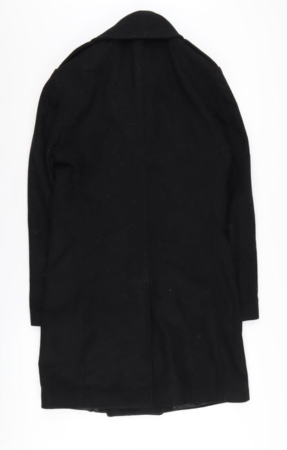 Zara Man Black Wool Pea Coat Size S