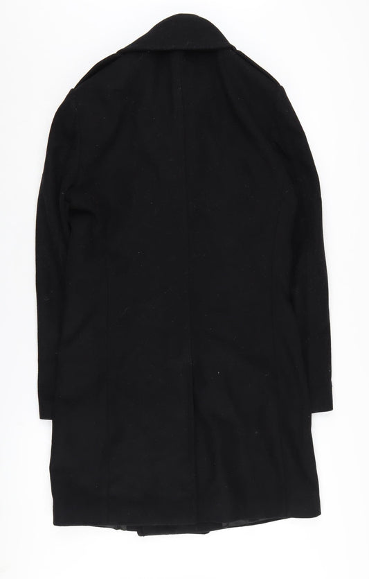 Zara Man Black Wool Pea Coat Size S