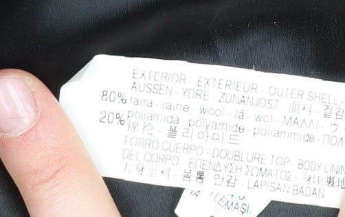 Zara Man Black Wool Pea Coat Size S