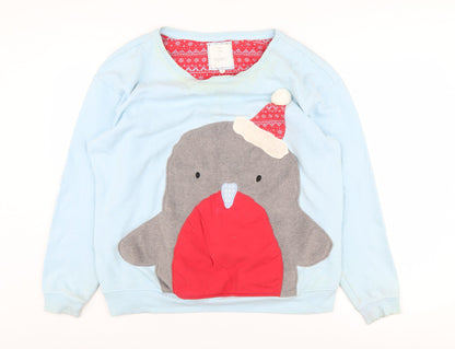 Next Women's Blue Penguin Nightshirt M Winter Fun