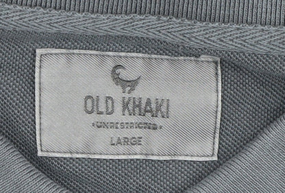 Old Khaki Men's Grey Large Polo Shirt, Cotton, Short Sleeve