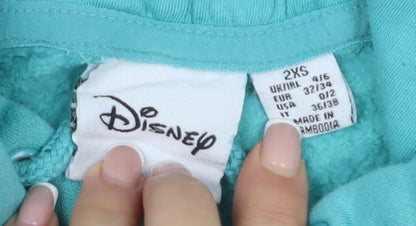 Womens UK Size 2XS Disney Blue Pullover Hoodie