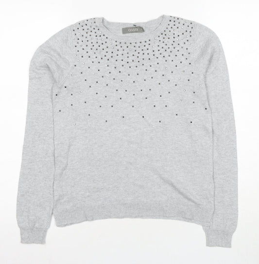 Womens UK Size XS Oasis Grey Pullover Jumper