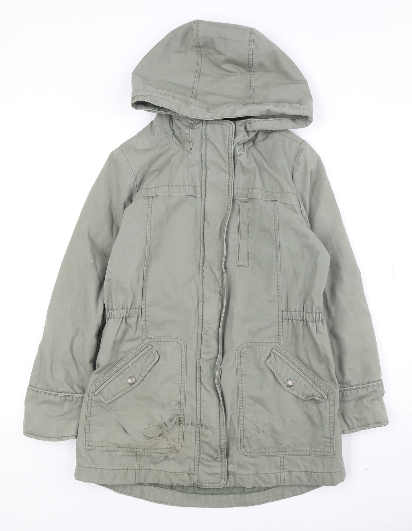 GAP Boys Green Parka 12-13 Years Hooded Mid-Length Jacket