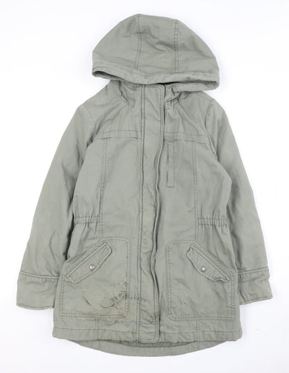 GAP Boys Green Parka 12-13 Years Hooded Mid-Length Jacket