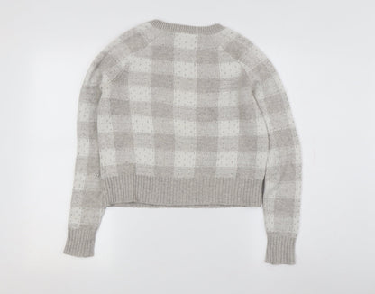 Banana Republic Women's Grey Check Pullover Jumper XS