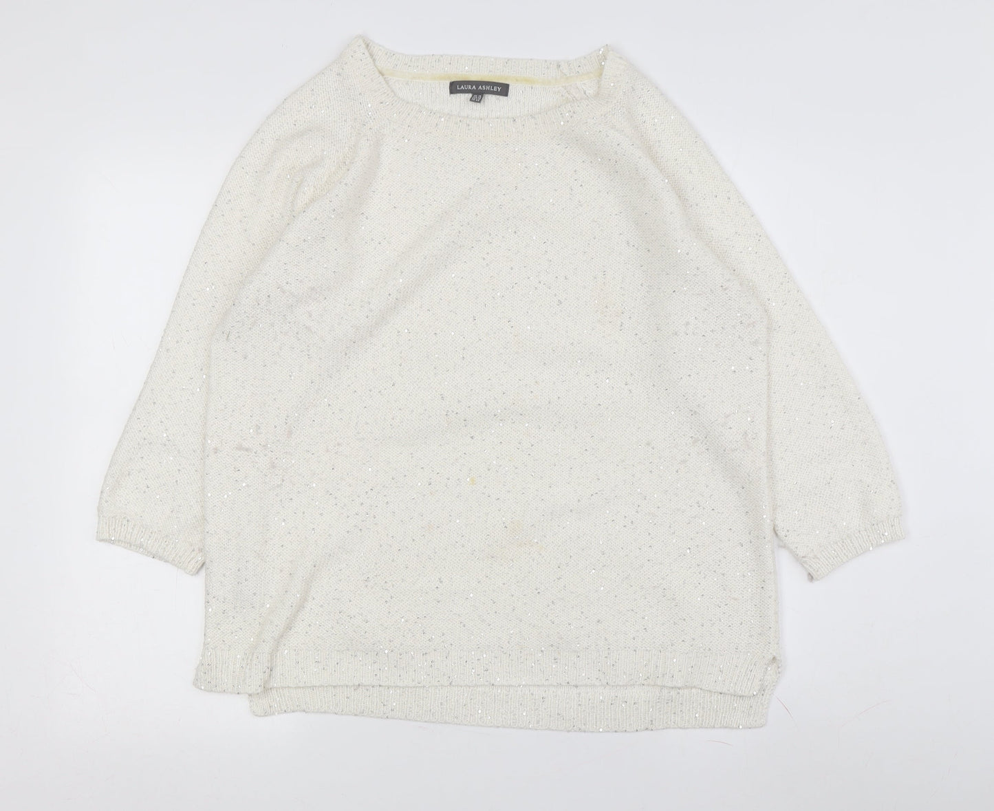 Laura Ashley Women's Ivory Sequin Pullover Jumper Size 16