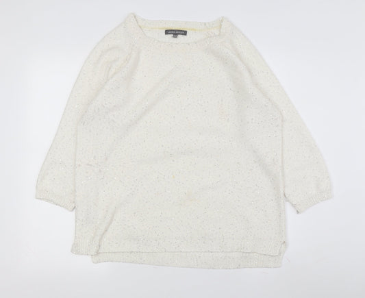 Laura Ashley Women's Ivory Sequin Pullover Jumper Size 16
