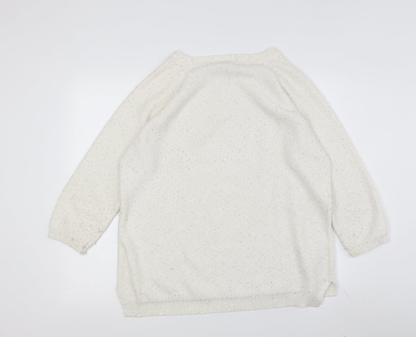 Laura Ashley Women's Ivory Sequin Pullover Jumper Size 16