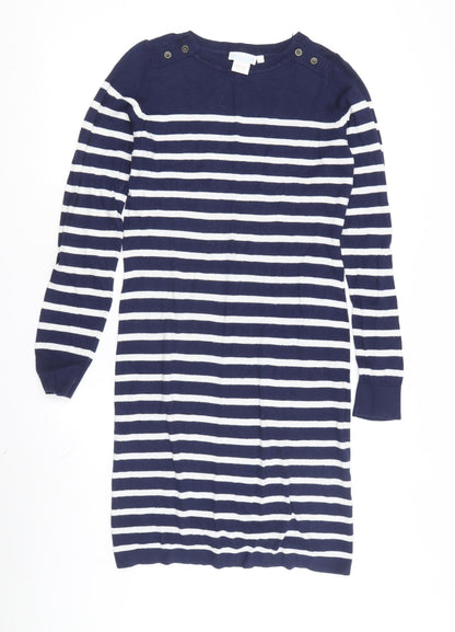 JoJo Maman Bébé Women's Blue Striped Shift Dress Size S