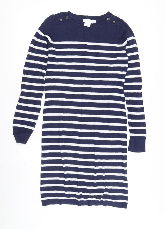 JoJo Maman Bébé Women's Blue Striped Shift Dress Size S