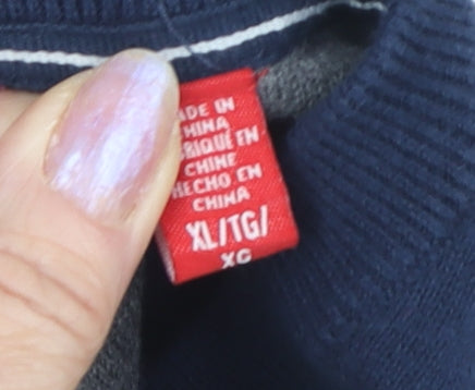 IZOD Men's Blue XL Cotton V-Neck Pullover Jumper