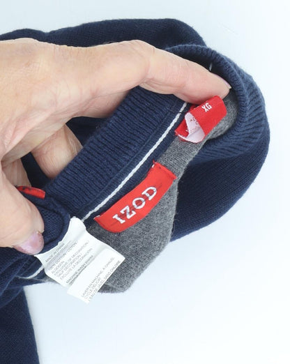 IZOD Men's Blue XL Cotton V-Neck Pullover Jumper