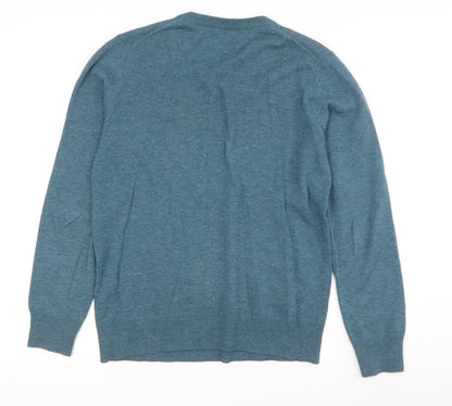 Howick Men's Blue V-Neck Wool Pullover Jumper S