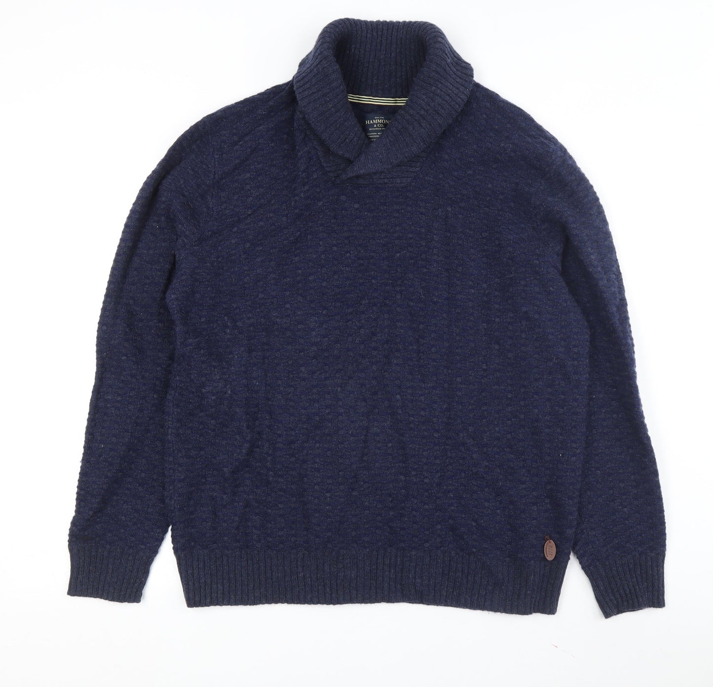 Hammond & Co. Men's Blue Wool Roll Neck Jumper - L