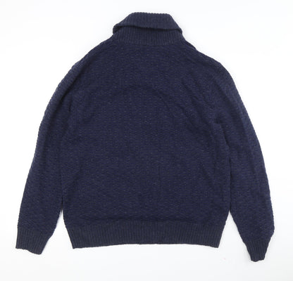 Hammond & Co. Men's Blue Wool Roll Neck Jumper - L
