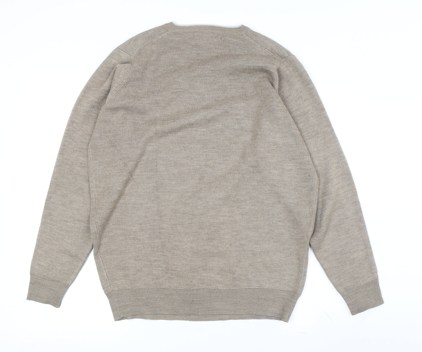 EWM Men's Beige V-Neck Pullover Jumper, Size S