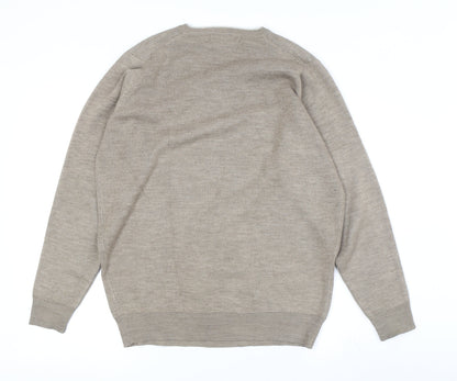 EWM Men's Beige V-Neck Pullover Jumper, Size S