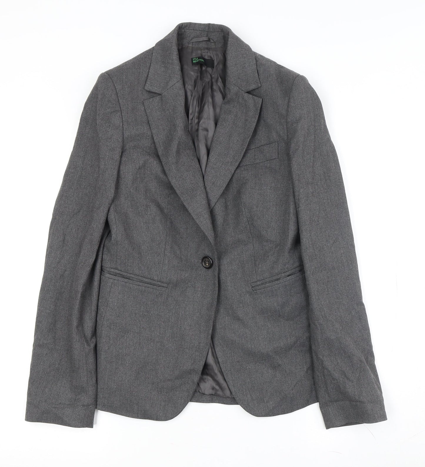 Womens UK Size 10 United Colors of Benetton Grey Basic Jacket