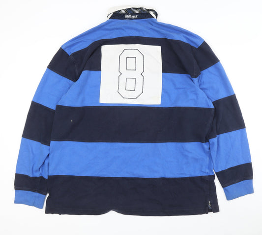 Tommy Hilfiger Men's Blue Striped 2XL Polo Shirt