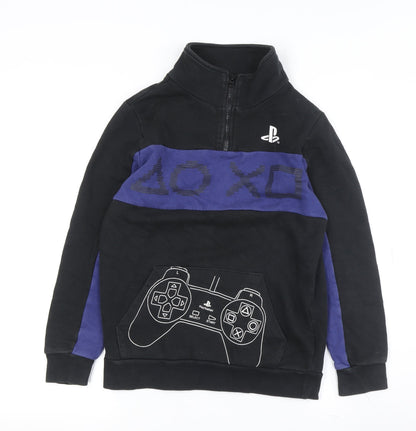 Playstation Boys Black & Blue Sweatshirt 11-12Y, Graphic, 1/2 Zip