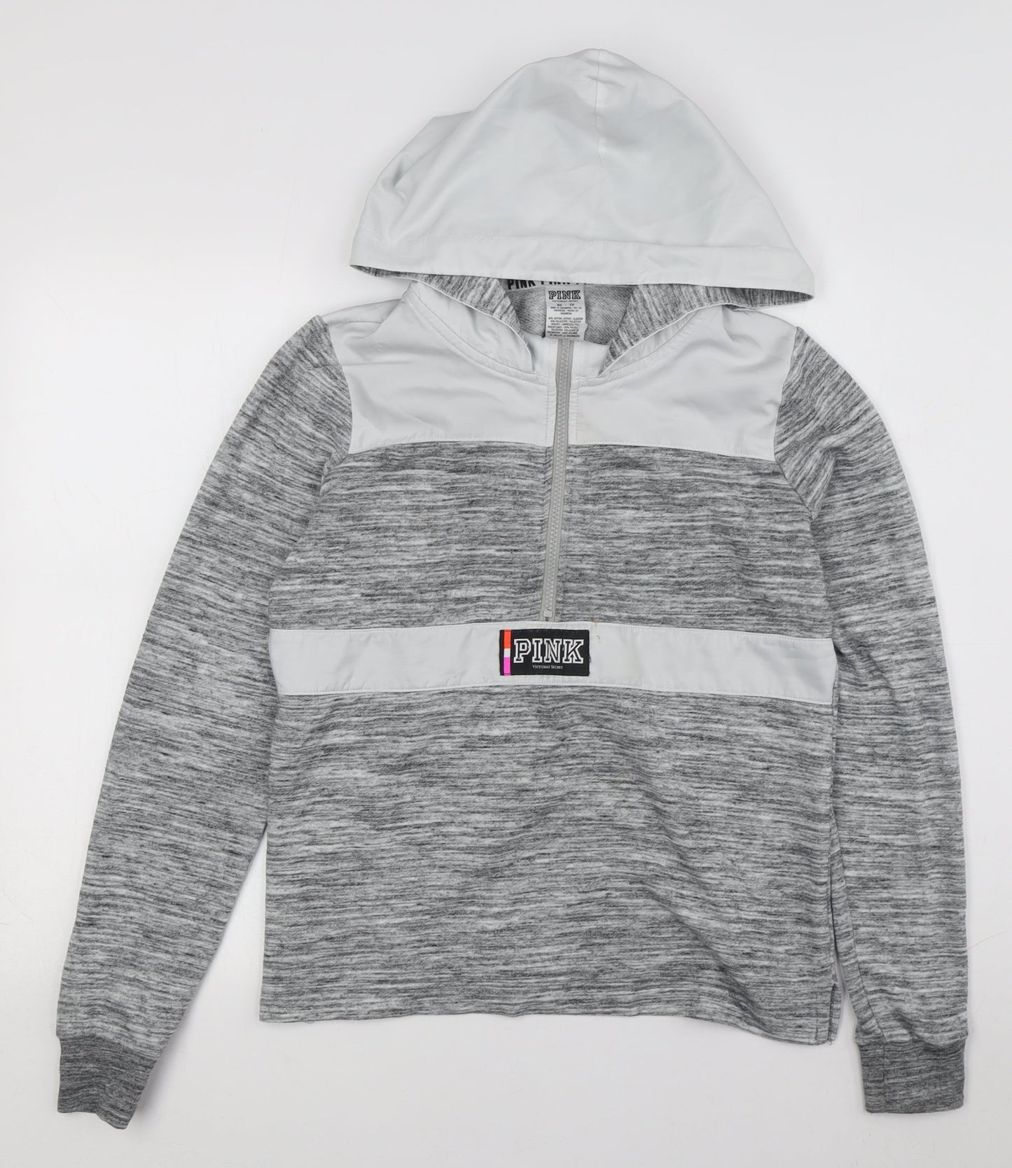 PINK Women's Grey Full Zip Hoodie XS, Casual Comfort