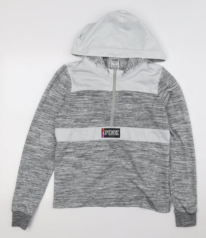 PINK Women's Grey Full Zip Hoodie XS, Casual Comfort