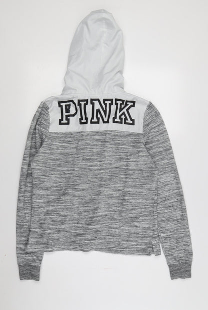 PINK Women's Grey Full Zip Hoodie XS, Casual Comfort