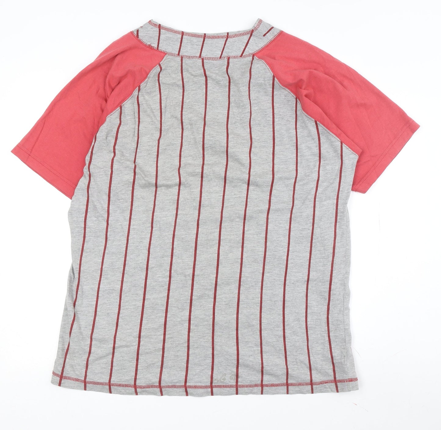 Touch Down Men's Grey Red L Striped Sports Tee
