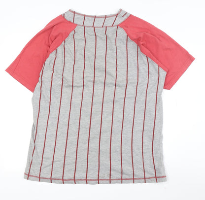 Touch Down Men's Grey Red L Striped Sports Tee