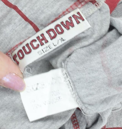 Touch Down Men's Grey Red L Striped Sports Tee