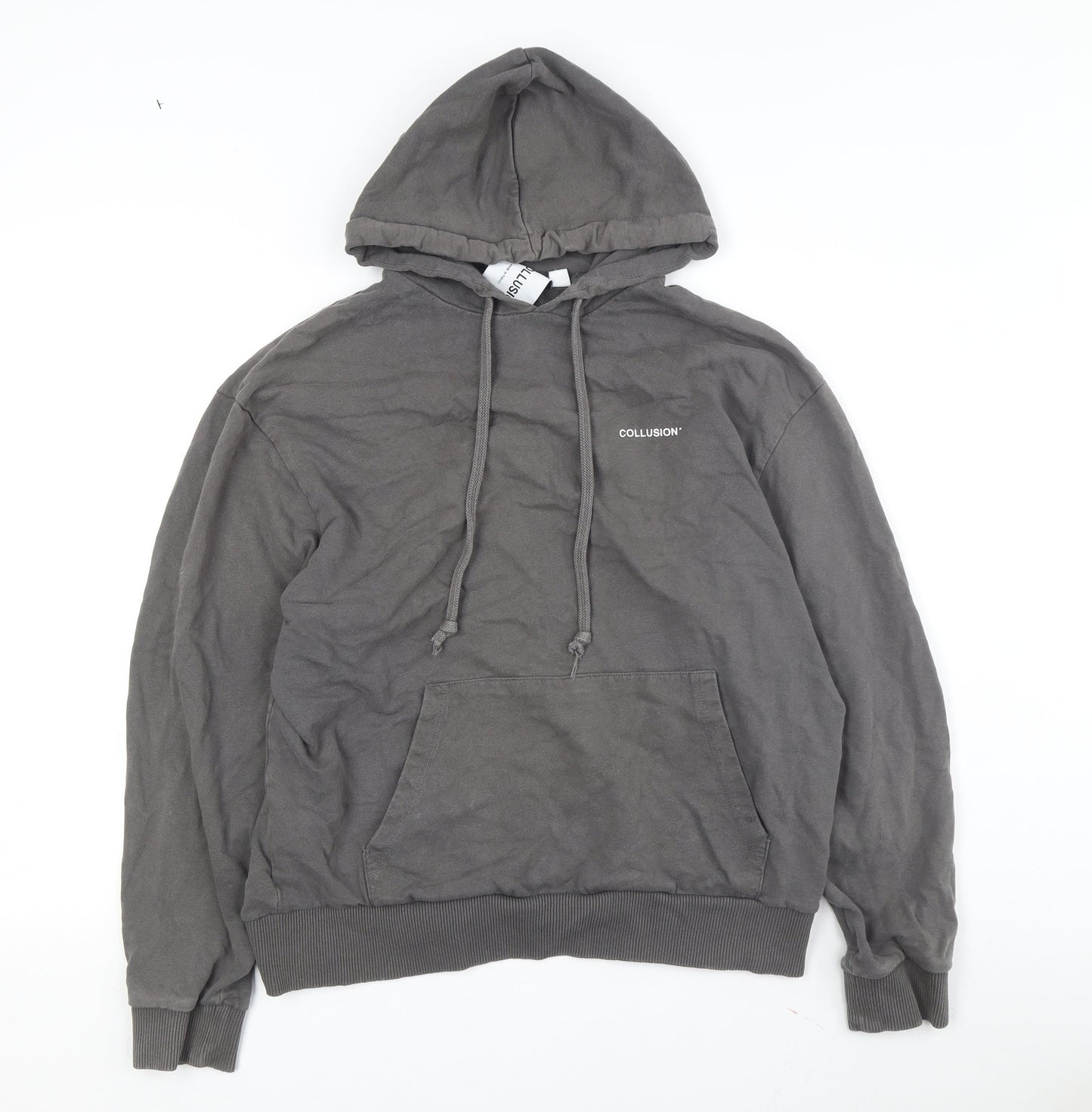 Unisex Adults UK Size M COLLUSION Grey Pullover Hoodie