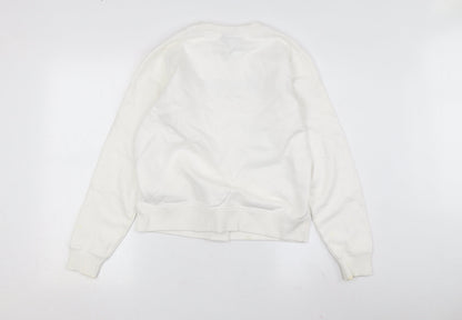 Back view of Champion White unisex pullover sweatshirt s