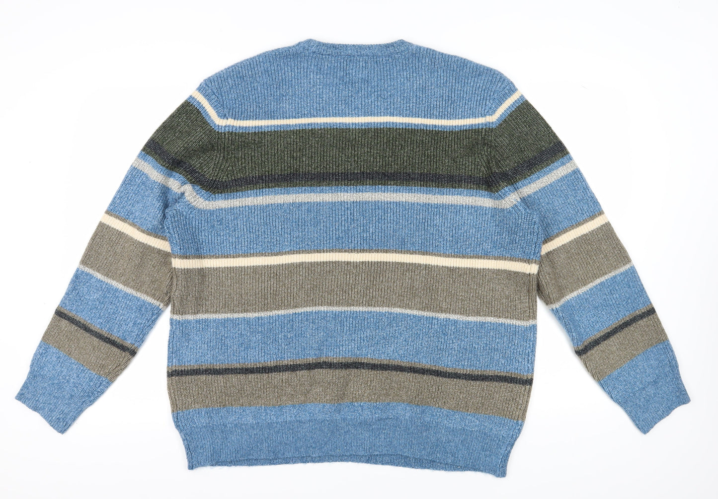 Marks and Spencer Men’s Blue 2XL Striped Pullover Jumper