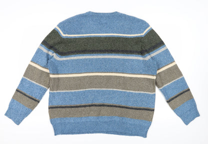 Marks and Spencer Men’s Blue 2XL Striped Pullover Jumper