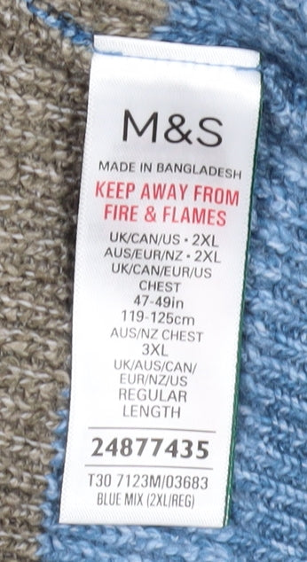Marks and Spencer Men’s Blue 2XL Striped Pullover Jumper