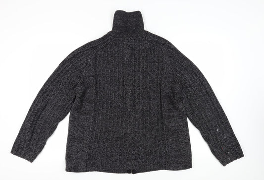 Next Men's Black Cable-Knit Full Zip Jumper Large