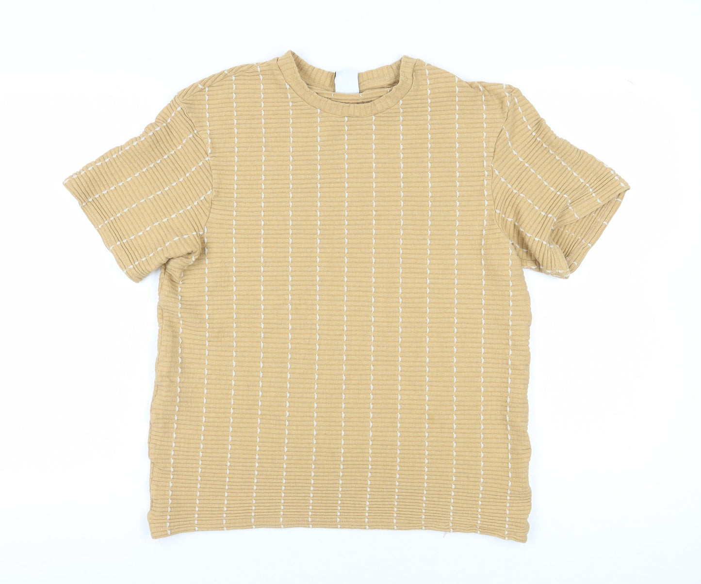 Womens UK Size 12 Zara Beige Basic T-Shirt