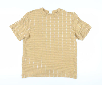 Womens UK Size 12 Zara Beige Basic T-Shirt