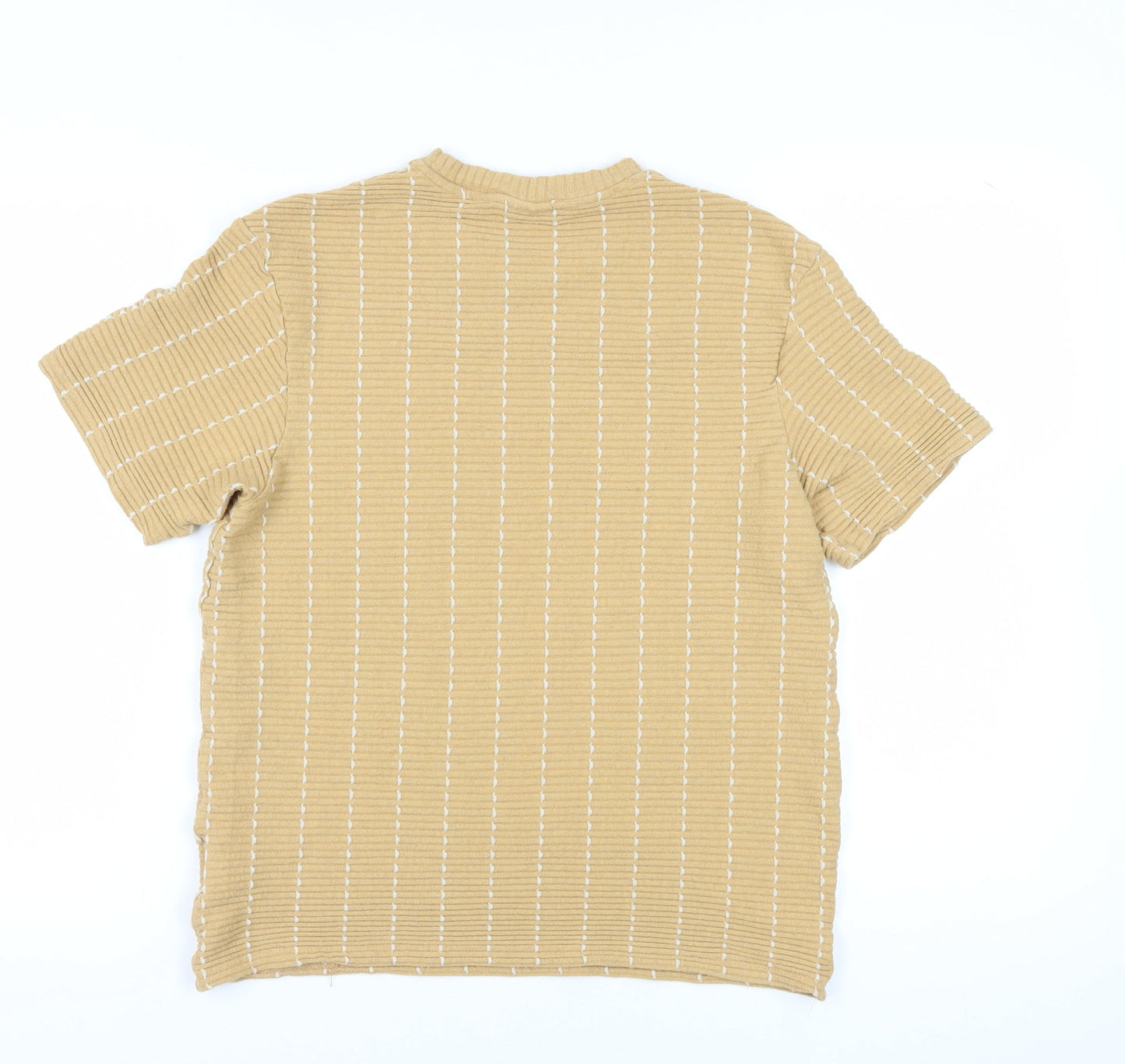 Womens UK Size 12 Zara Beige Basic T-Shirt