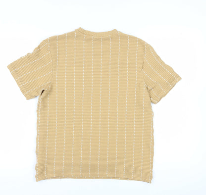 Womens UK Size 12 Zara Beige Basic T-Shirt