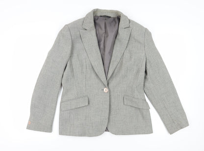 BHS Women's Grey Single-Breasted Suit Jacket Size 14