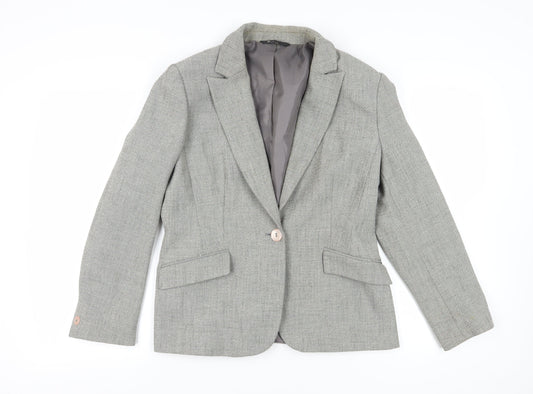 BHS Women's Grey Single-Breasted Suit Jacket Size 14