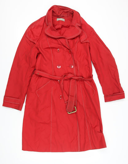 Womens UK Size 16 Wallis Red Trench Coat